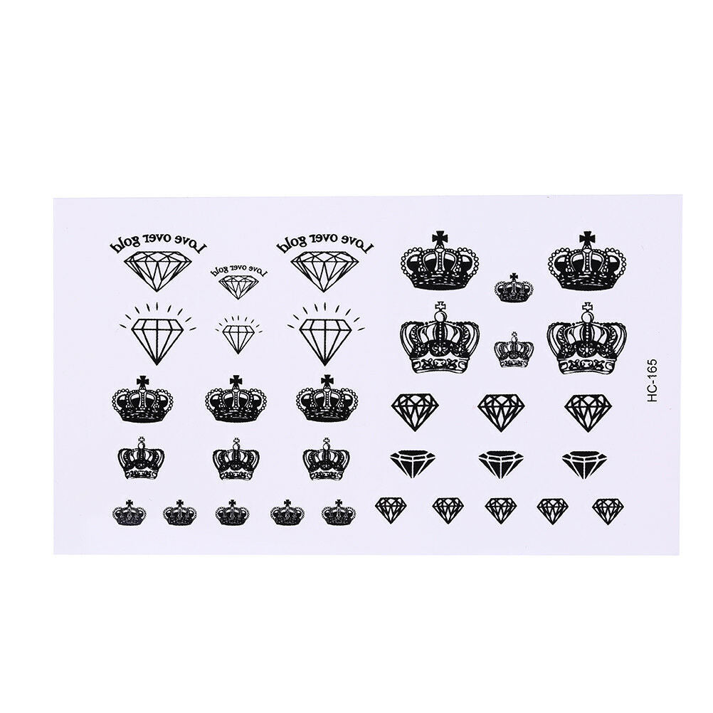 1X Diamonds and Crowns Temporary Tattoos Arm Leg Waterproof Tattoo Stickers BDAU