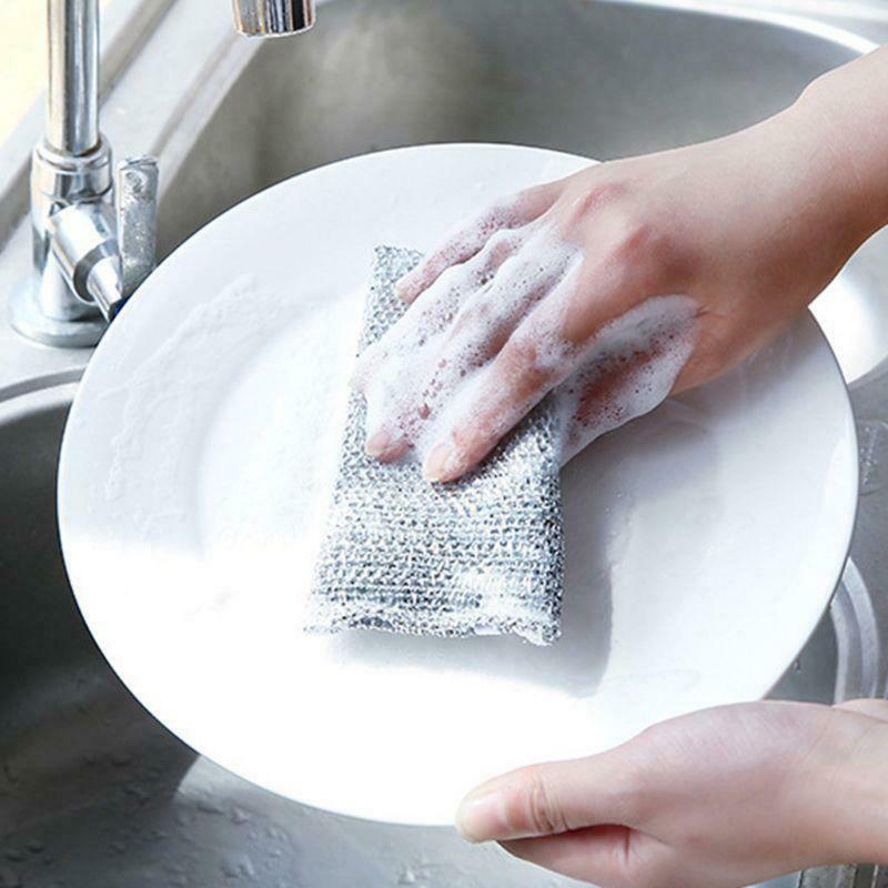 3Pcs/Set Kitchen Scrubbing Sponge Steel Wire Dish Brush Cleaner Scouring Pads