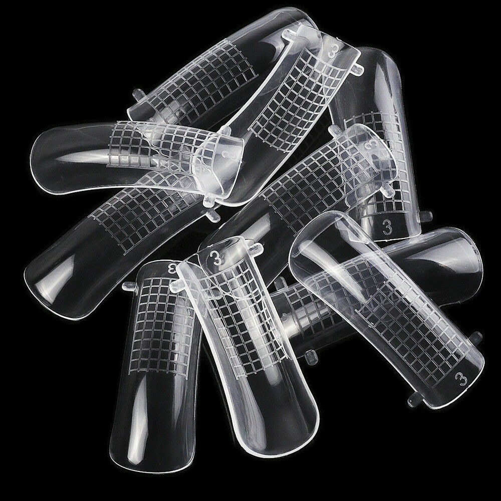 100Pcs [10 Sizes] Natural Clear Full French False Nail Art Tips Acrylic UV Gel