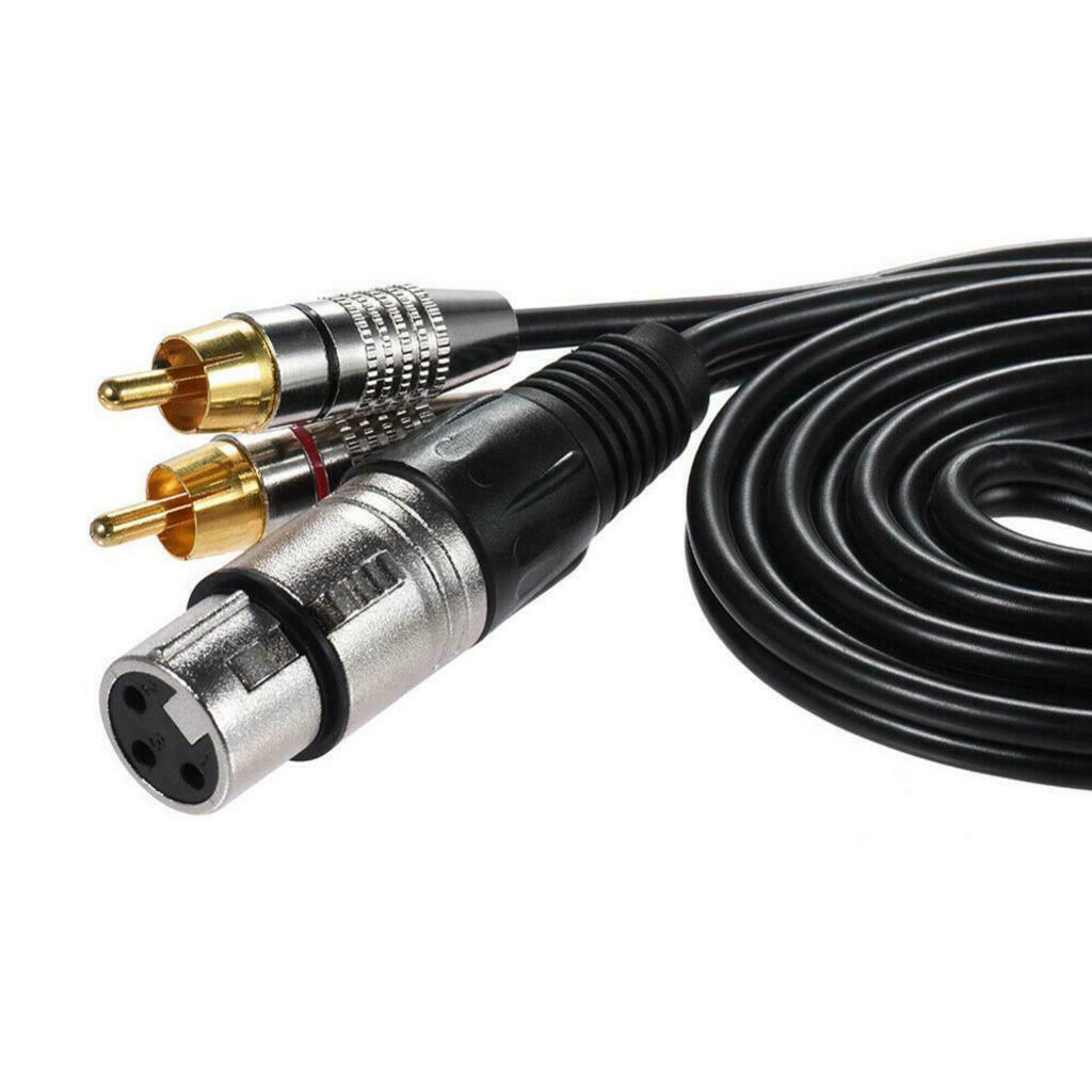 Double RCA Male to XLR Female Jack Speaker Cable Connector Adapter Cord 1M