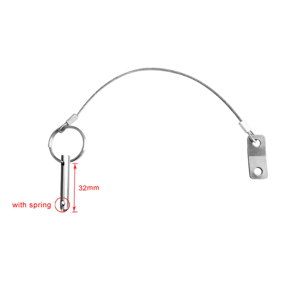 2x Quick Release Pin 1/4" w/ Lanyard Marine 316 Stainless Steel - Bimini Top