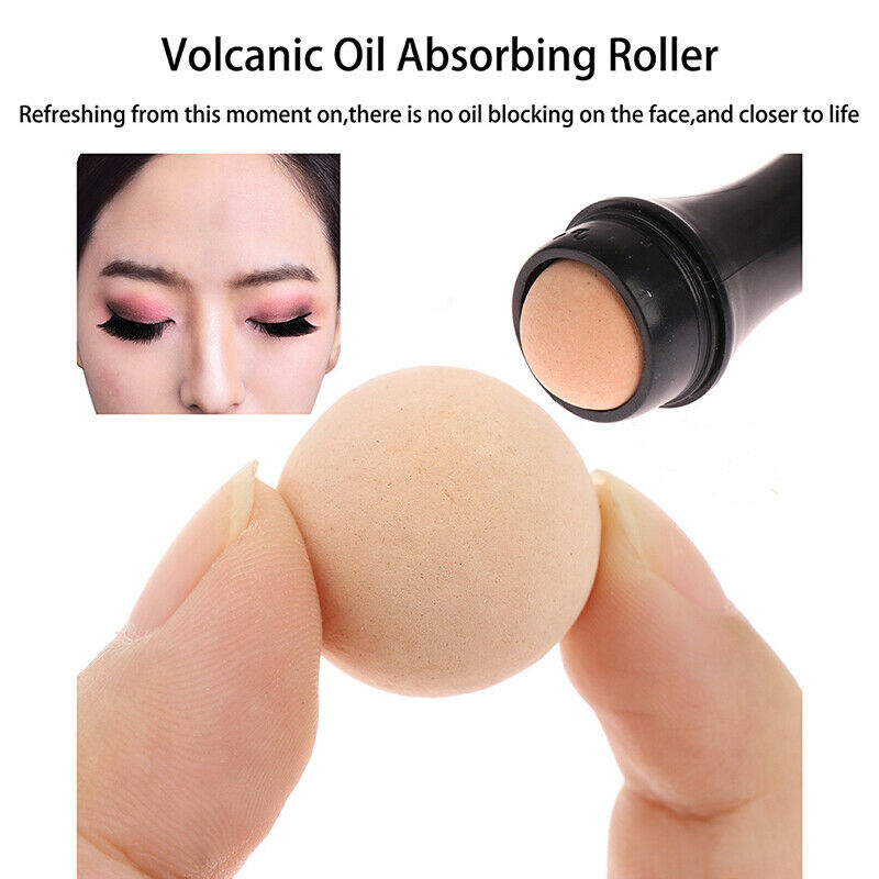 1Pcs Facial Oil Absorbing Roller Volcanic Stone Ball Oil Removing Rolling B XC