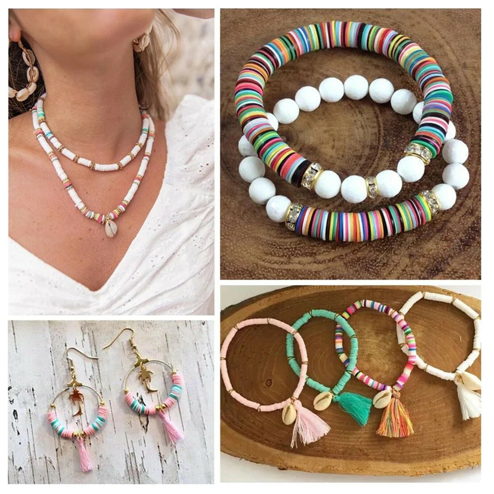 4800Pack 24 Colors Flat Round Clay Beads 6mm Beads DIY Jewelry Sewing Craft