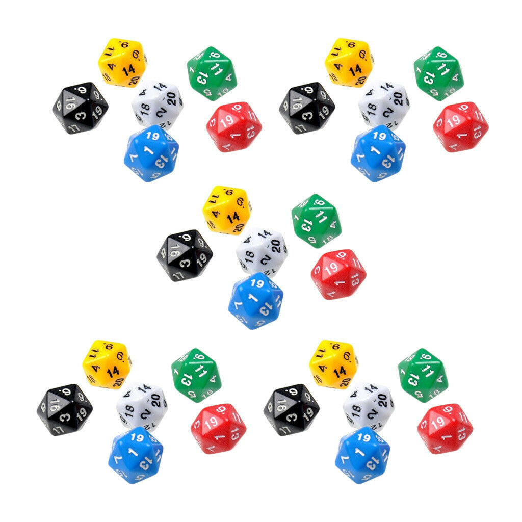 30 Pieces Acrylic 20-sided Dices Set for D&D MTG Party Casino Games Supplies