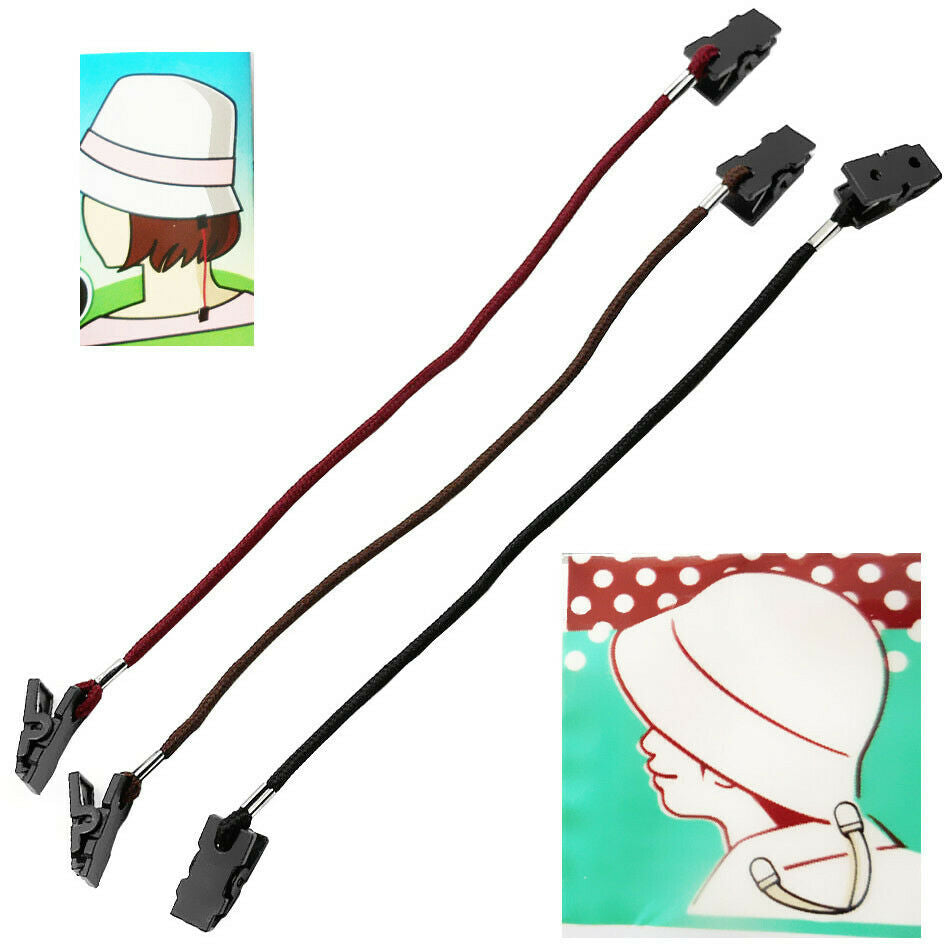 2 Pieces Hat Clips,  Retainer with Durable Black Strap, Safety Wind Clips for