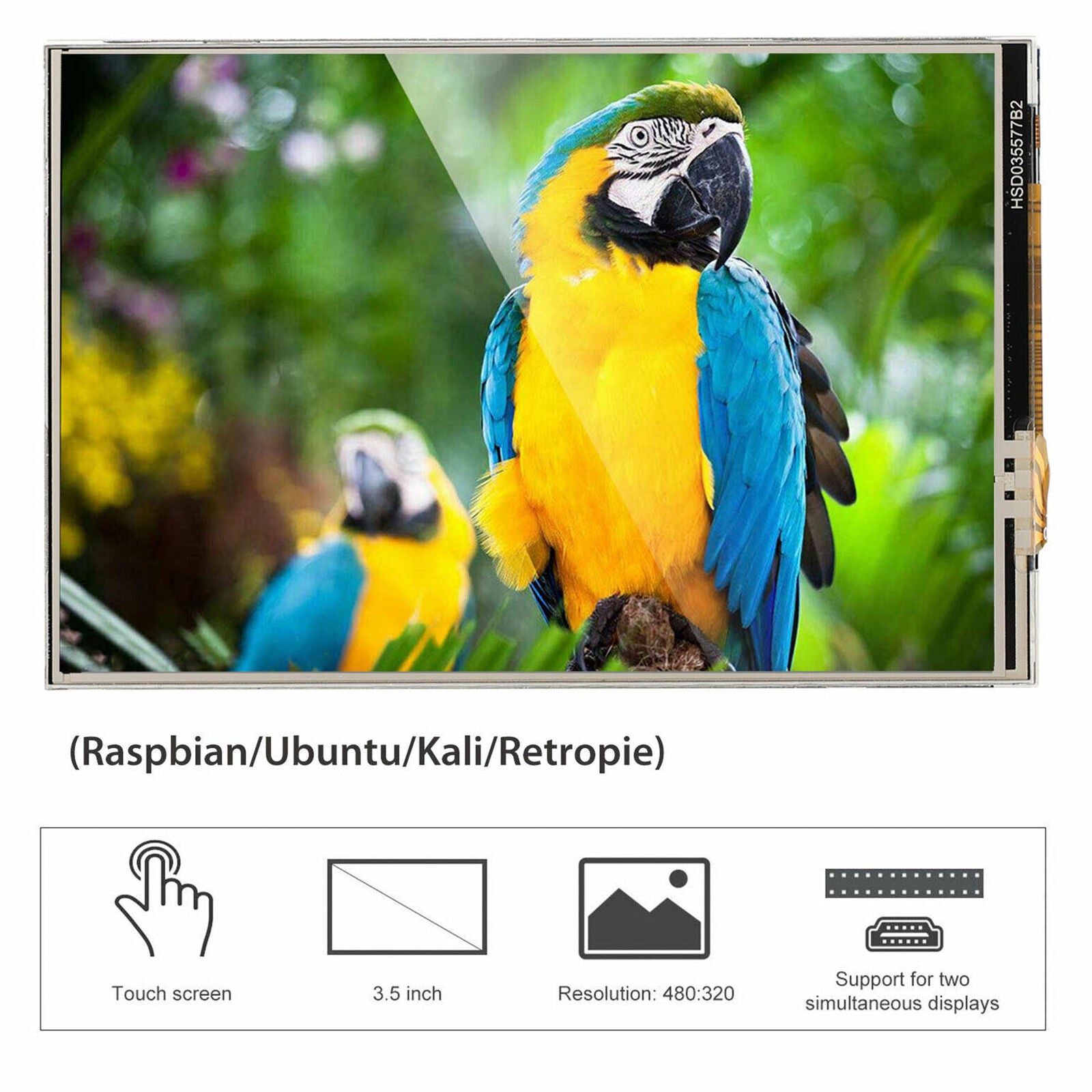 For Raspberry Pi 4+ 3.5 Inch Touch Screen With Case, 320x480 TFT Monitor LCD