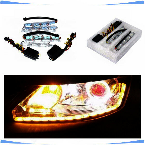 2PCS 12V Dual Tearful Eyes LED Light Turn Signals Daytime Running Lights Pretty