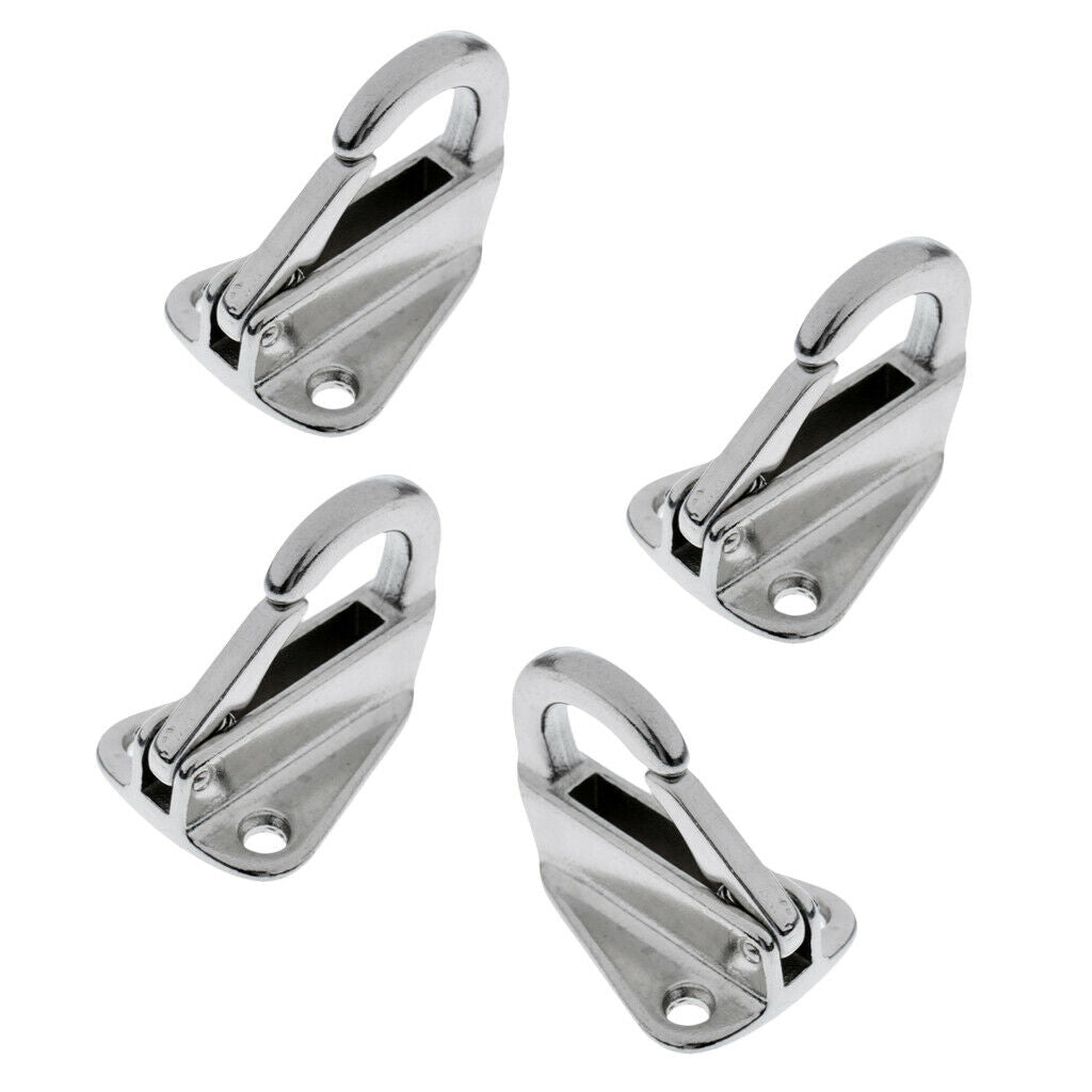4 Piece Boat Stainless Steel Spring Snap Type Fender Fending Hook Hanger 9mm