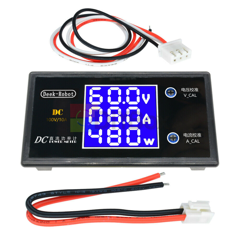 DC 100V 10A 1000W LCD Digital Voltmeter Ammeter Voltage Current Volt Power Meter