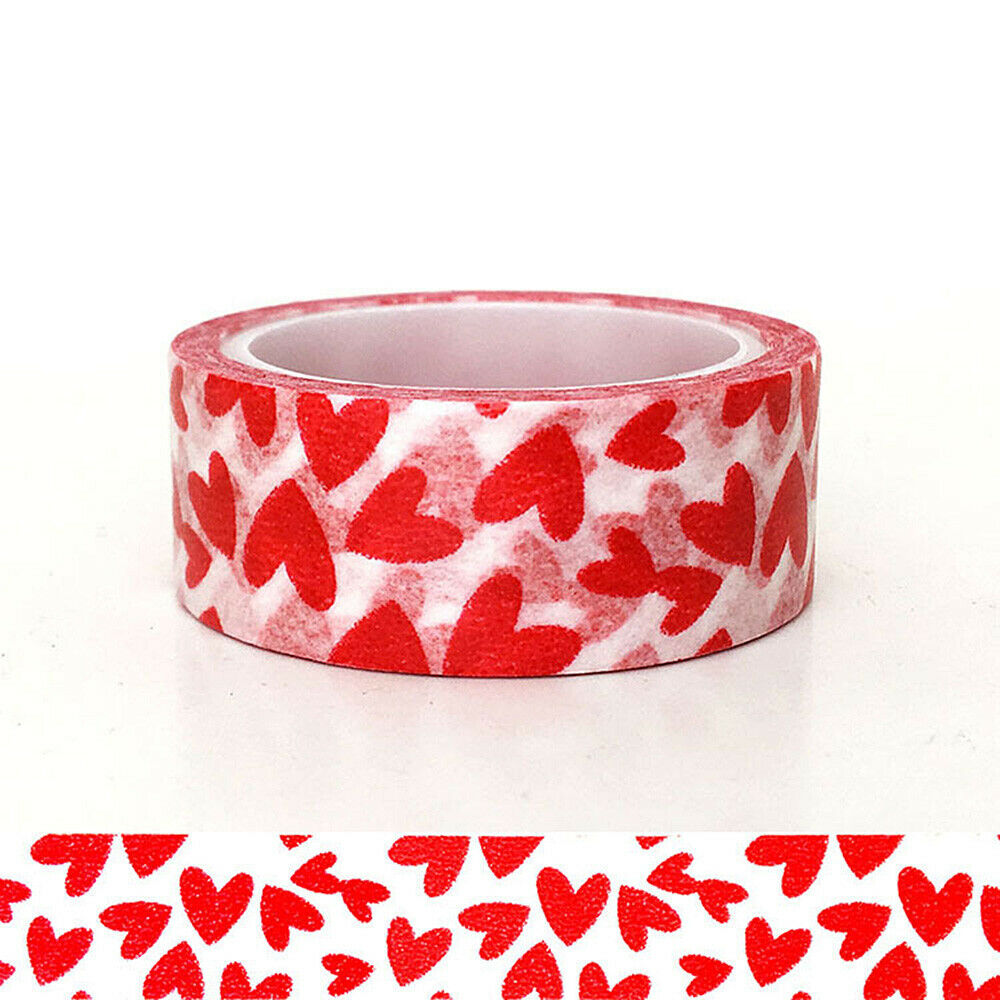 5Pcs Valentine's Day Love Heart Washi Paper Tape Stickers DIY Gift Packing Decor