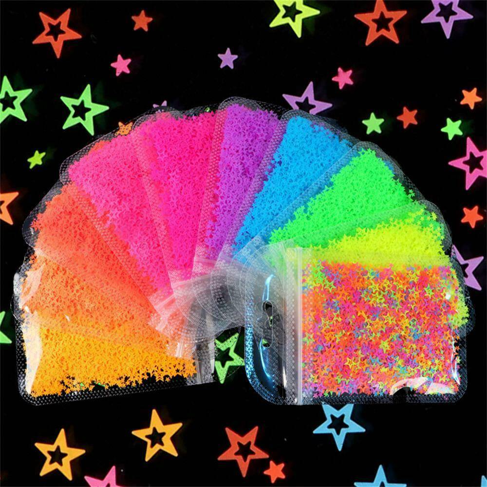 Neon Glitter Star Shape Nail Art Festival Summer Face Hair Body Makeup