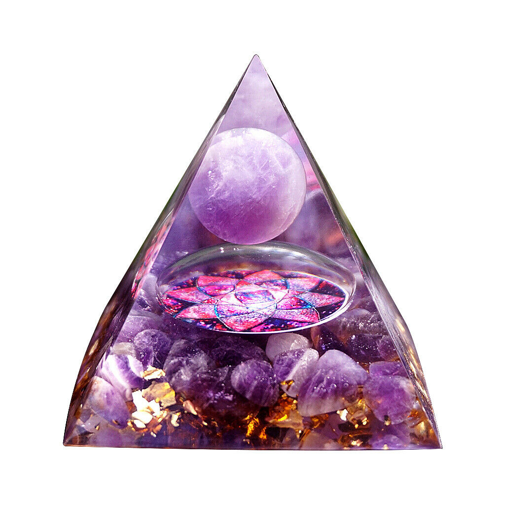 Amethyst Orgone Pyramid Purple Home Crystals Decoration Handmade Heal Stone