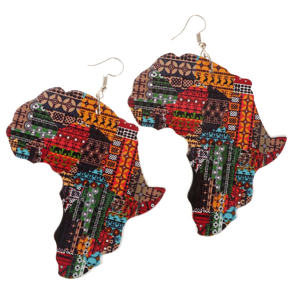 Punk Rock Africa Map African Womens Ladies Hiphop Dangle Earrings Fish Hook
