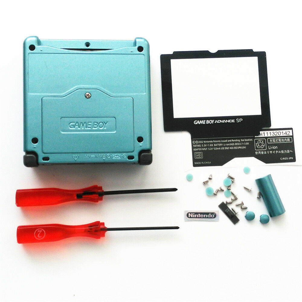 Green Housing Shell Case for GBA SP Gameboy Advance SP - Black Buttons