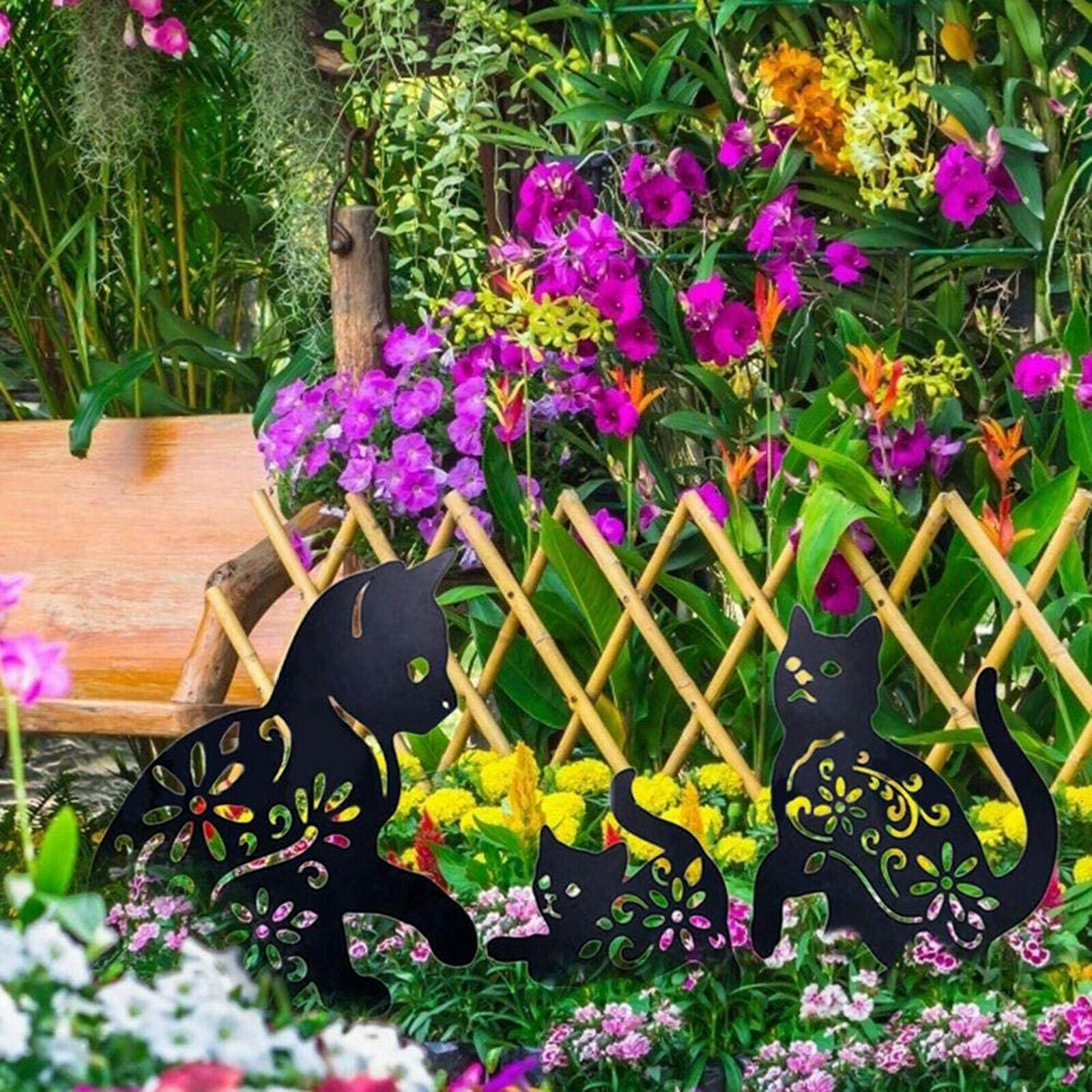 3x Garden Cat Stakes for Home Outdoor Garden Yard Sidewalk Decor Arts Gifts