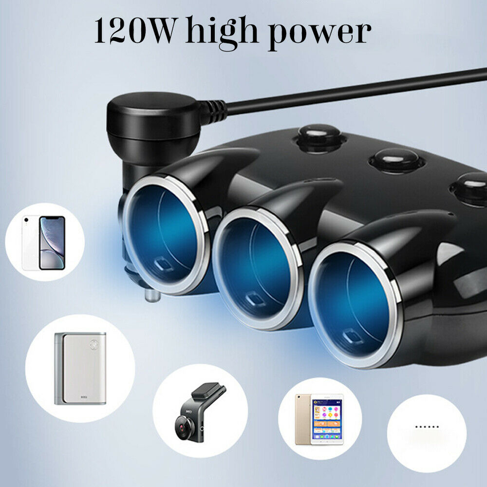 12V 3Way Car Cigarette Socket Lighter Splitter Cell Phone Power Charger Adapter!