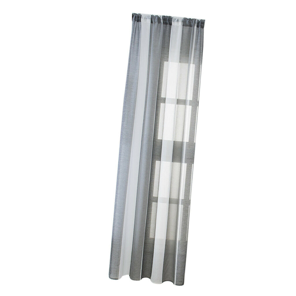 2xSheer Curtains Rod  Faux Linen Voile Curtains 100x200cm Color_3
