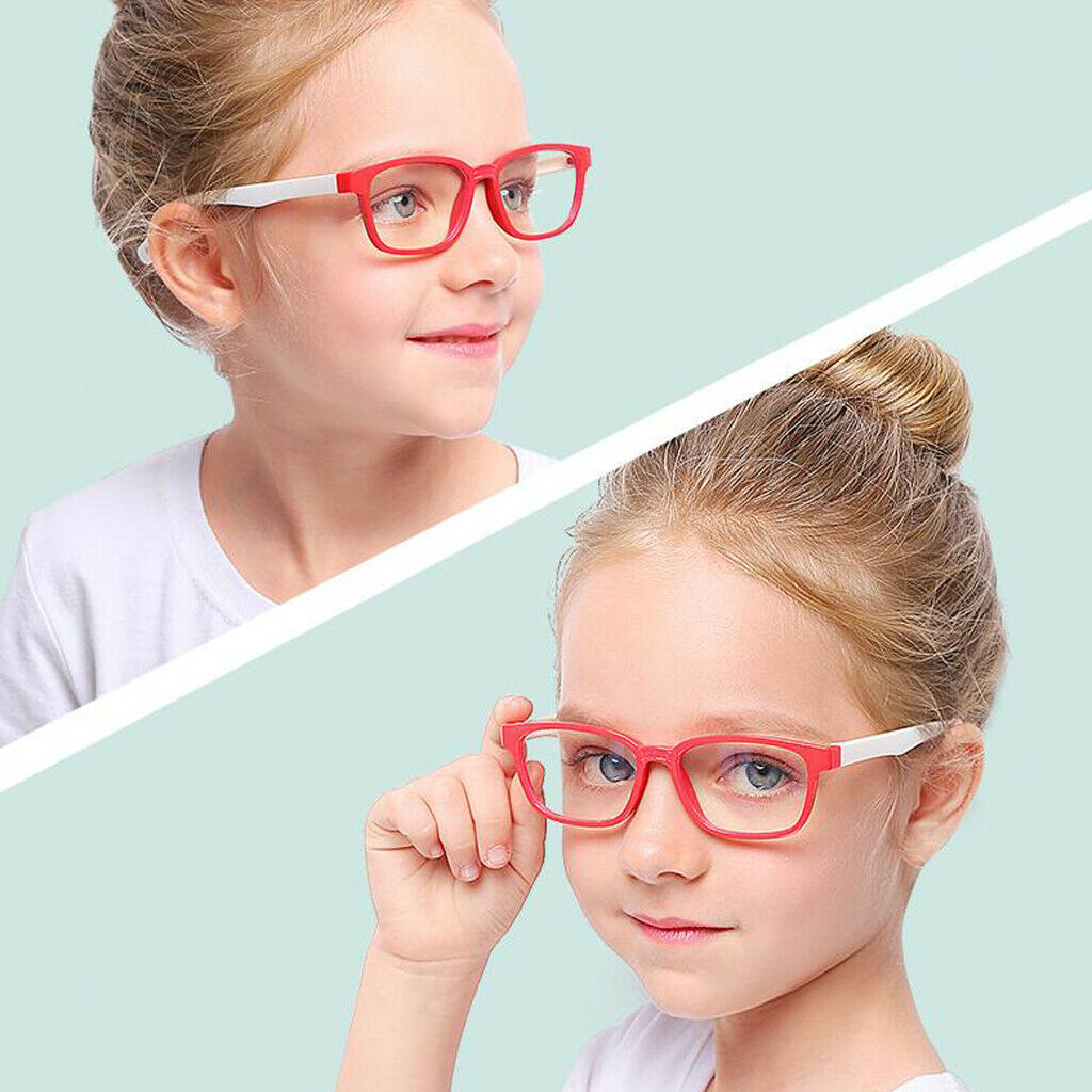 2PCS Kids Stylish Eye Glasses Blue Light Blocking Silicone Frame Glasses