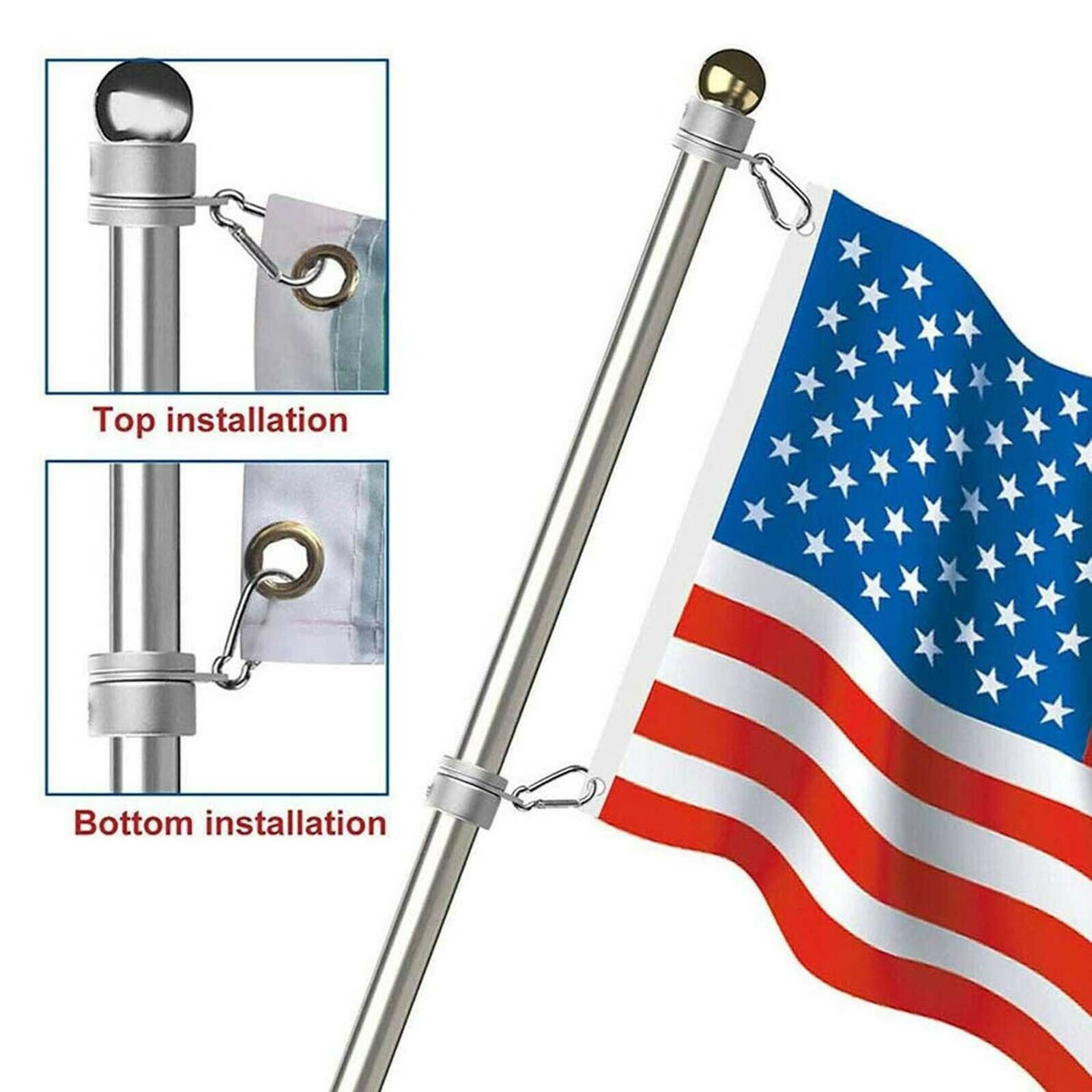 Aluminum Alloy Flag Pole Rings Clip for 1 inch Dia. Mounting Attachments