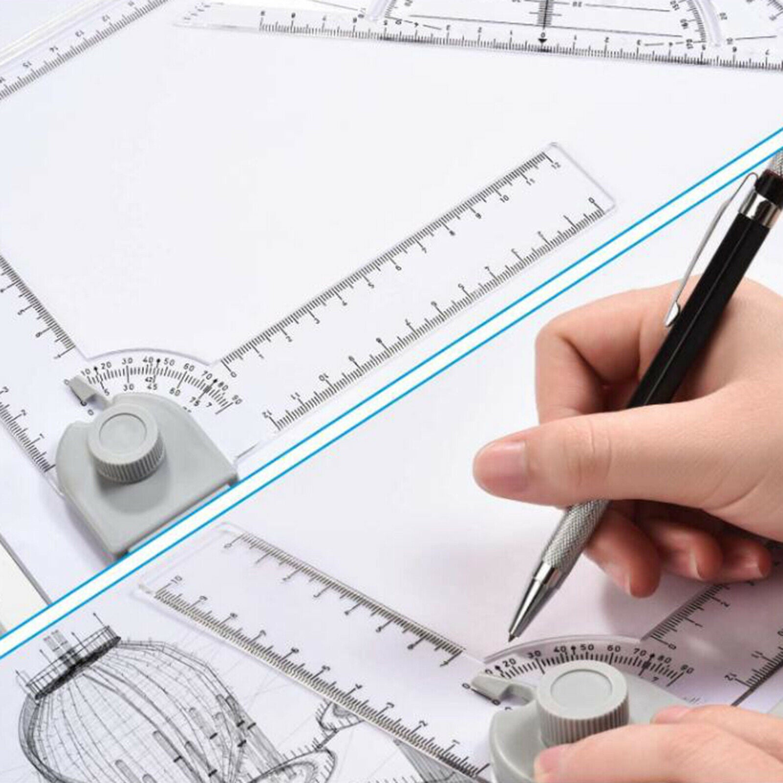 57x37cm Drawing Board Portable Architectural Drafting Table Parallel Motion