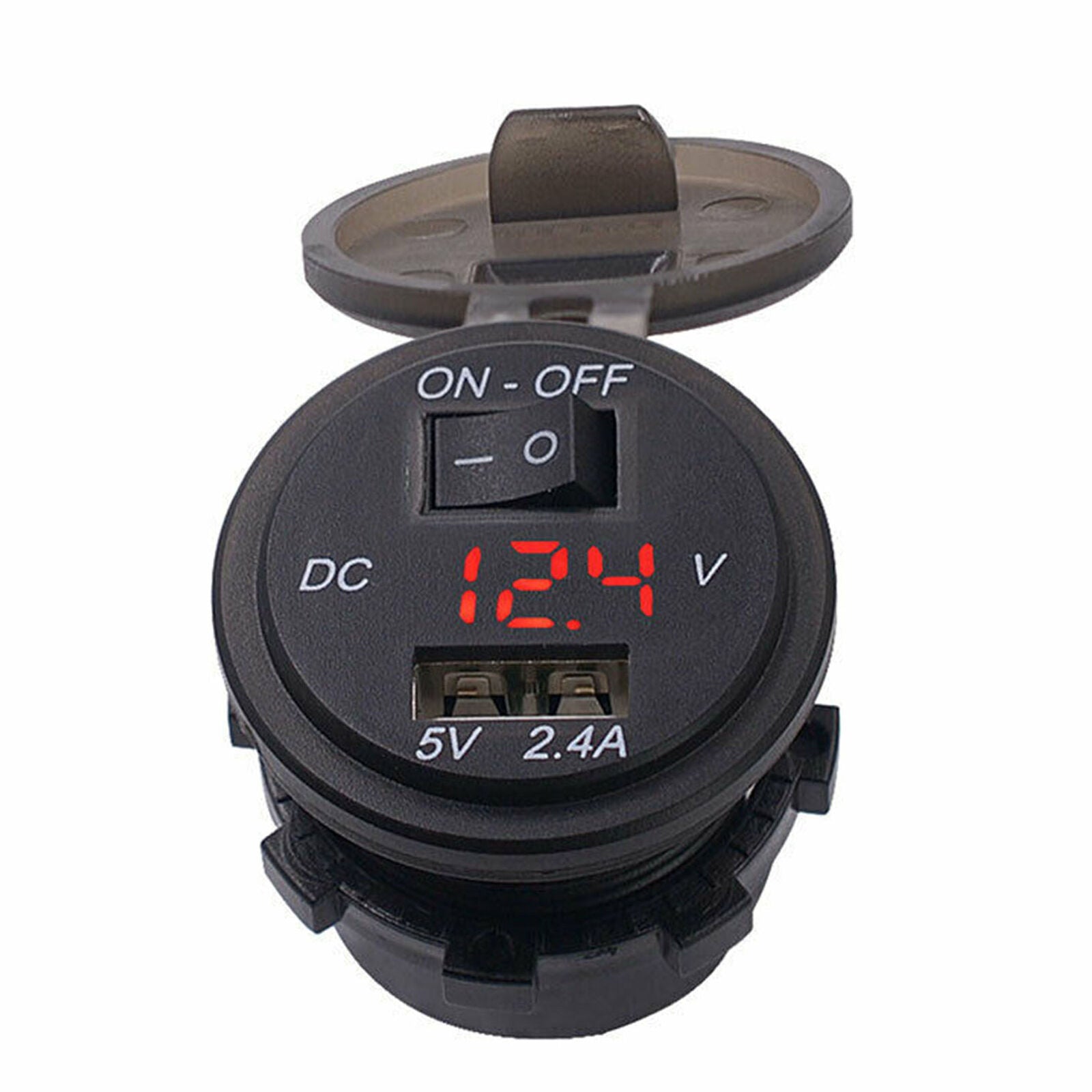 DC 12V / 24V Waterproof Car Power Socket USB Charger Socket with Switch LED