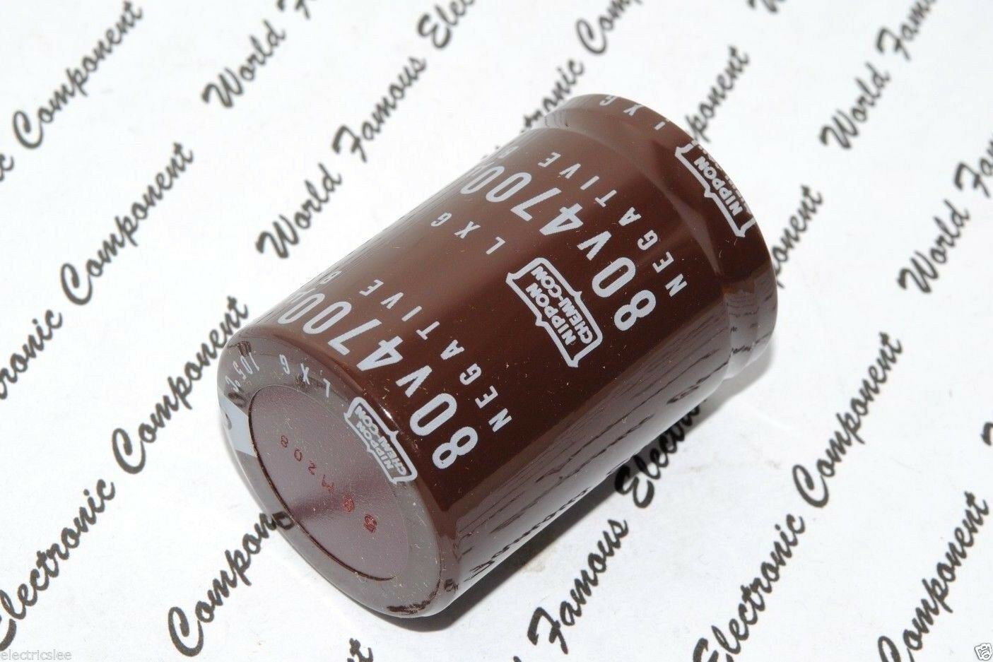 1pcs - NIPPON 4700uF (4700µF) 80V LXG Snap-In Capacitor - NEGATIVE BLACK