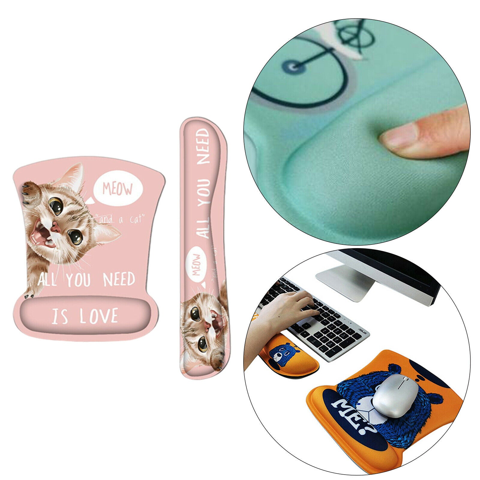 Mouse Pad Wrist Support and Keyboard Wrist Rest Pad, Ergonomic Mousepad,