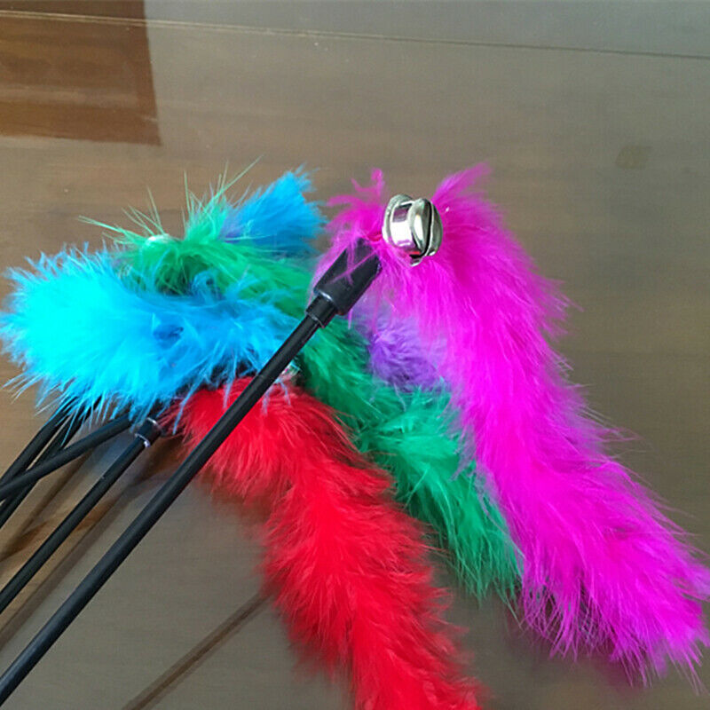 Pet Cat Teasing Stick Pompom Feather Accessories Funny Kitten Interactive T JY