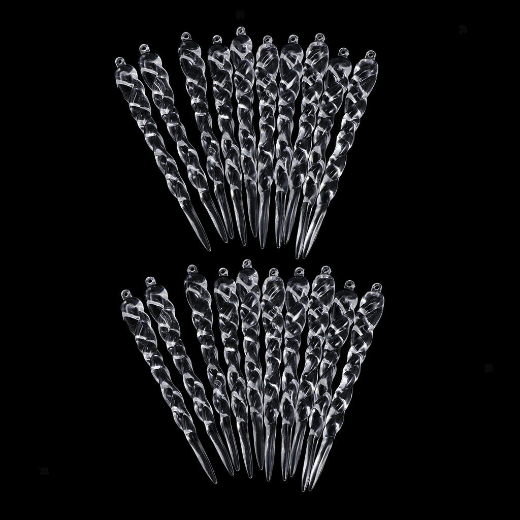20Pieces Clear Acrylic Icicle Pendants Christmas Ornaments Icicle Decorations