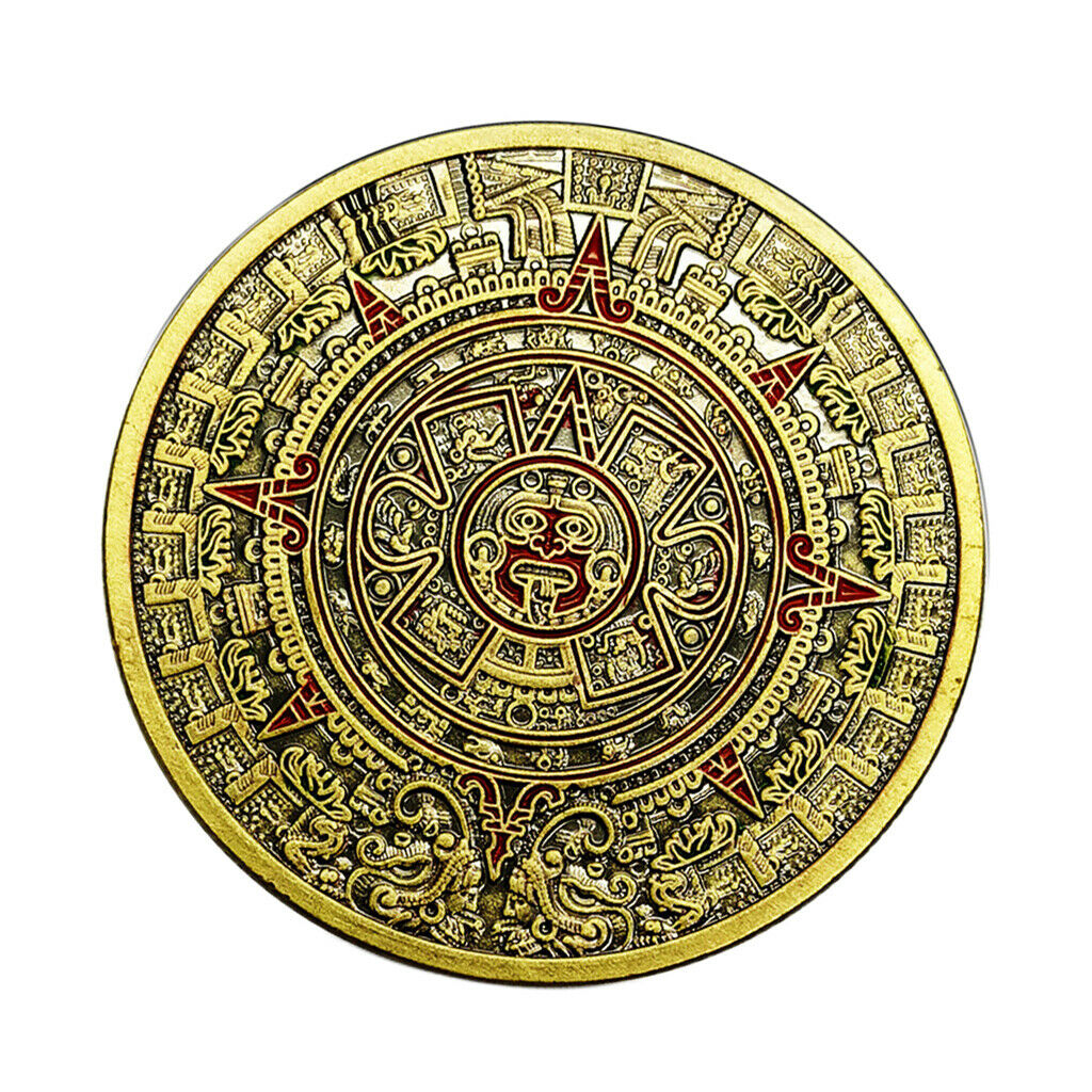 1pc Mayan Bronze Coin Mayan Pyramid Commemorative Medallion Art Collection