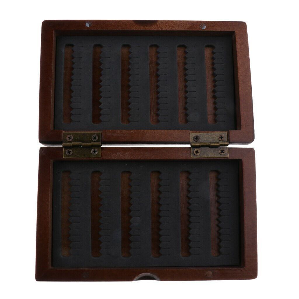 Fly Fishing Box Dry Fly Box Wooden Fishing Flies Lure Case Slit Foam Insert
