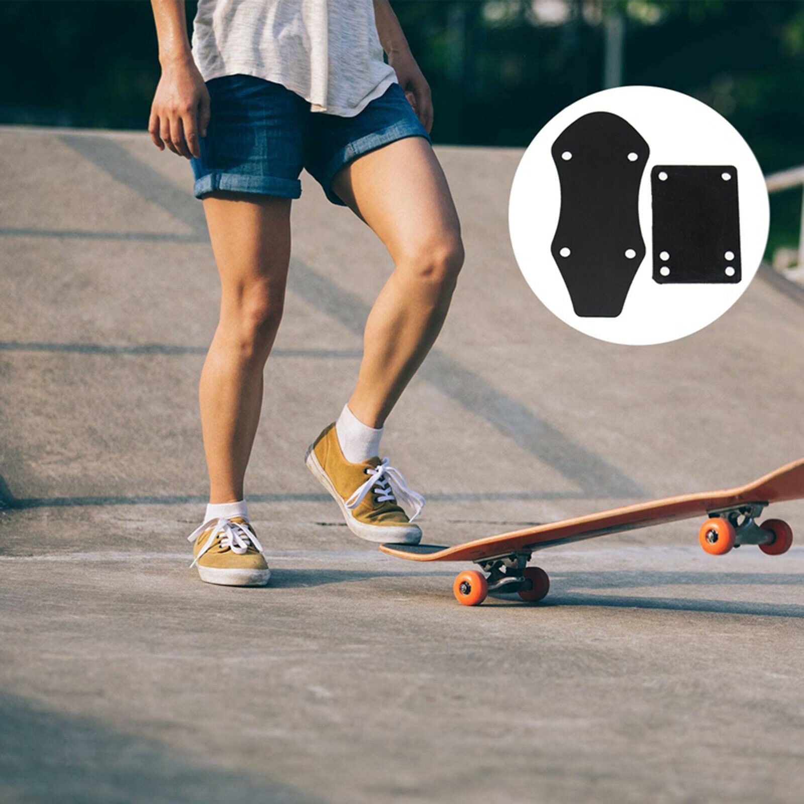 2pcs Skateboard Shock Pads 1/8" Black Rise Pads Risers Soft Rubber Shockpads