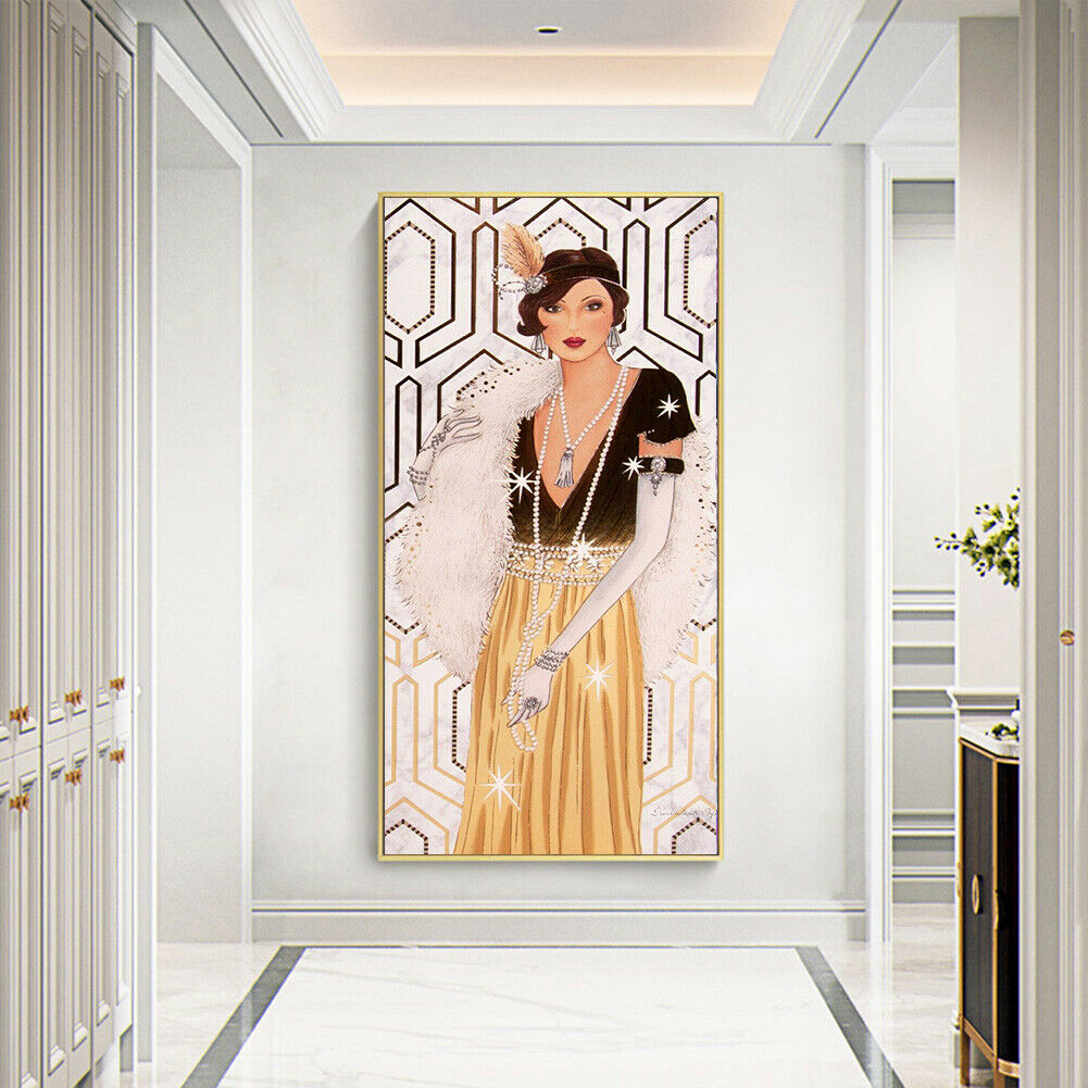5D DIY Diamond Painting Kit Lady Women Full Round Drill Picture Handicrafts @