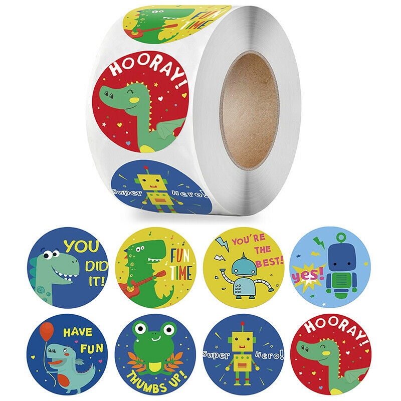 Animals Reward Stickers Roll 1 inch Cute Words Seal Labels for School Rew.l8