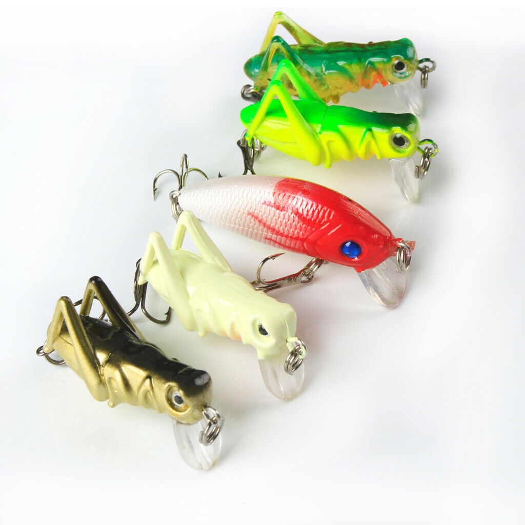5Pcs Insect Grasshopper Shape Fishing Lure VIB Hard Crank Baits and Minnow