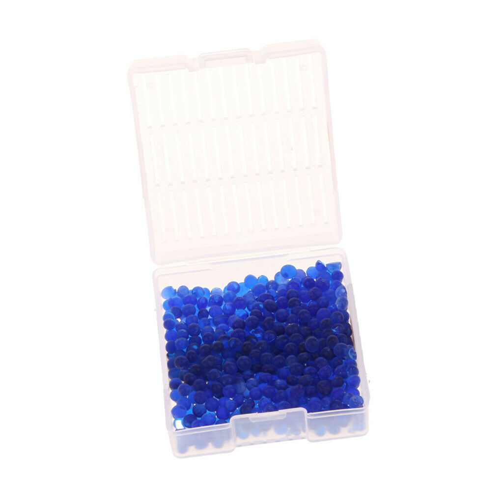 2x Desiccant Indicating Silica Gel with Reusable Hard Plastic Canister -Blue