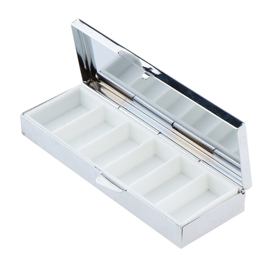 Weekly Pill Organizer,Travel 6 Slots Pill Box Case with Mirror and Large