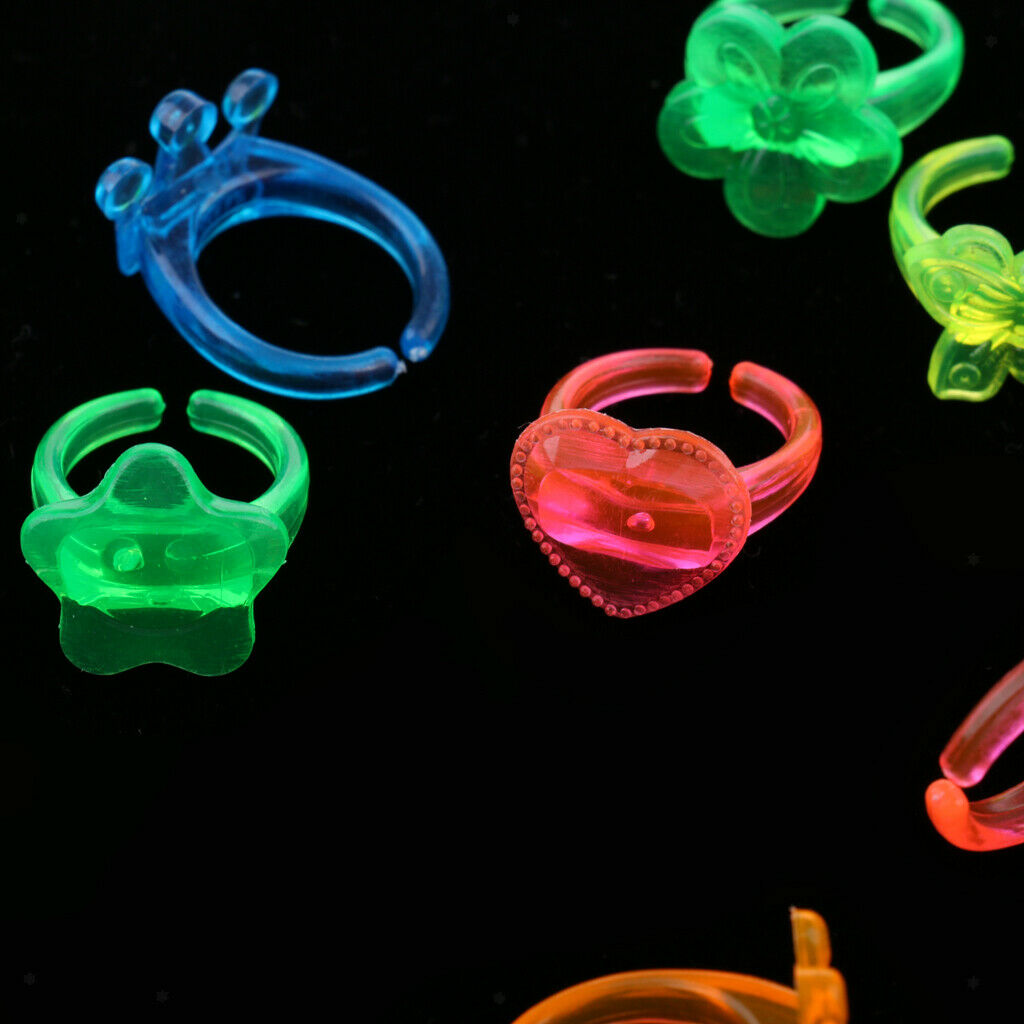 12 Pieces Mixed Color Kids Plastic Diamond Rings Jewelry for Kids