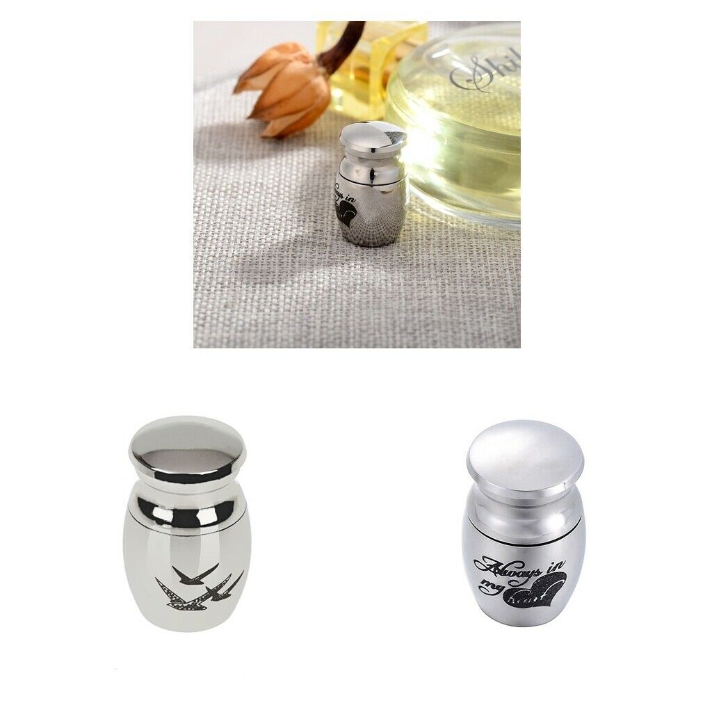 2pieces Stainless Steel Cremation Funeral Ash Container Holder Jewellery
