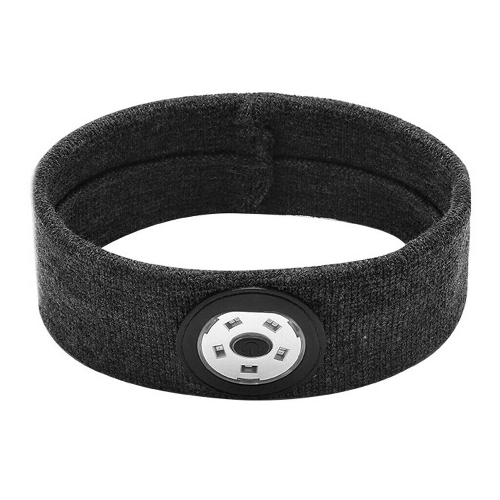 Sport Sweat Sweatband Headband with LED Light Yoga Gym Hairband Deep Gray Unisex