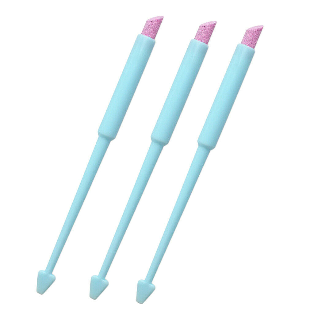 3Pcs Nail Art Tool Exfoliator Pen Cuticle Remover Pusher Trimmer  Light Blue