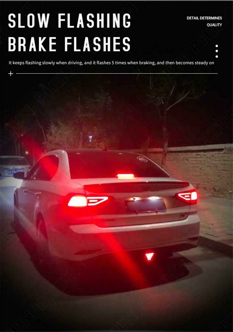 Red Triangle 12 LED Rear Stop Tail Lamp 3rd Brake Strobe Flicker Light Universal