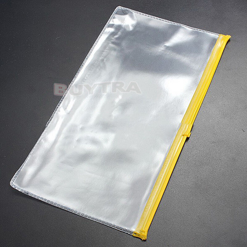 3Pcs A6 Paper File Folder Book Pencil Pen Case Bag Pouch Plastic Clear.l8