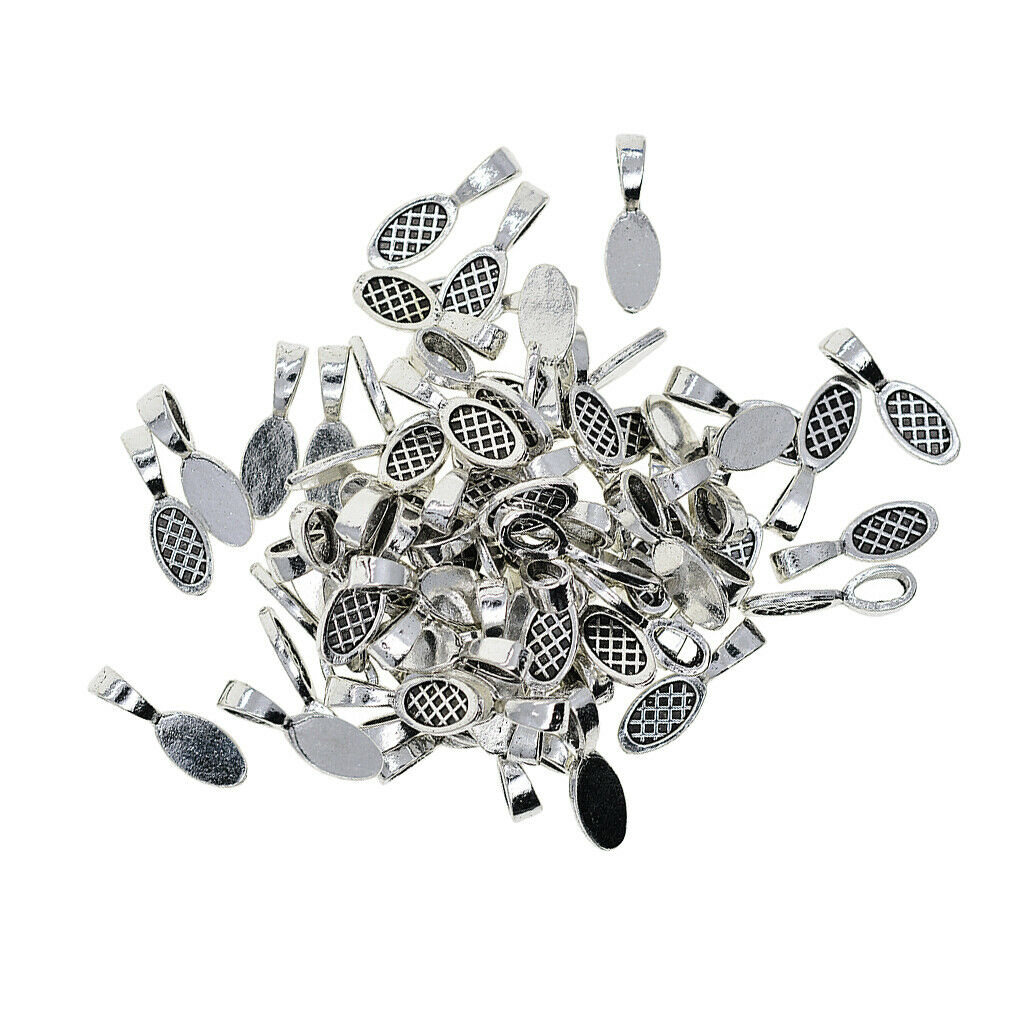 50PC Oval Glue on Jewellery Bails Setting Bail FOR Necklace Pendant Earring
