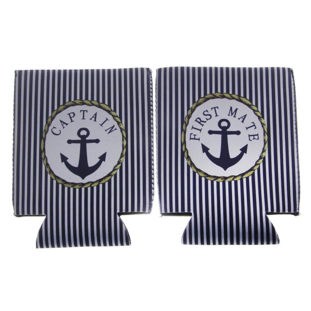1 Pair Sailing Travel CAPTAIN And FIRST MATE Can Cooler Stubby Holder