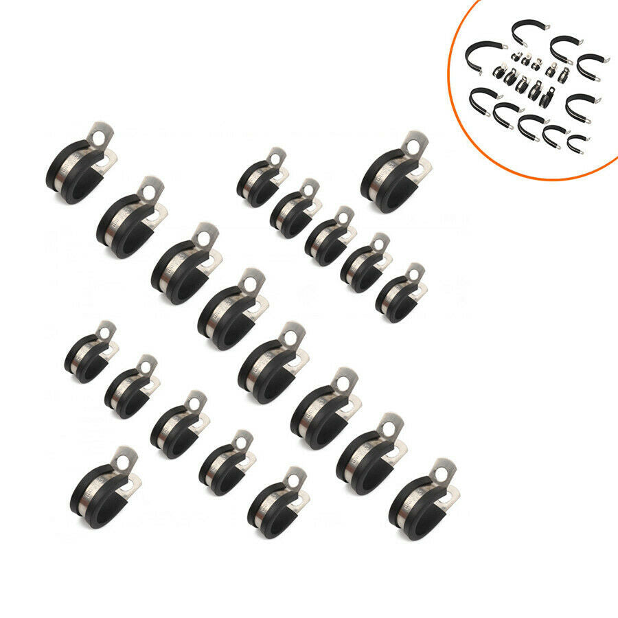20PCS1 Inch Cable Clamp Rubber Cushioned Insulated Clamp Metal Clamp Tube Holder