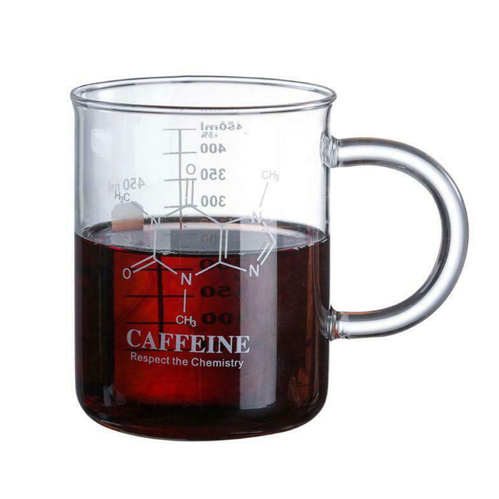 Caffeine Beaker Mug Graduated Beaker Mug with Handle Borosilicate Glass Cup