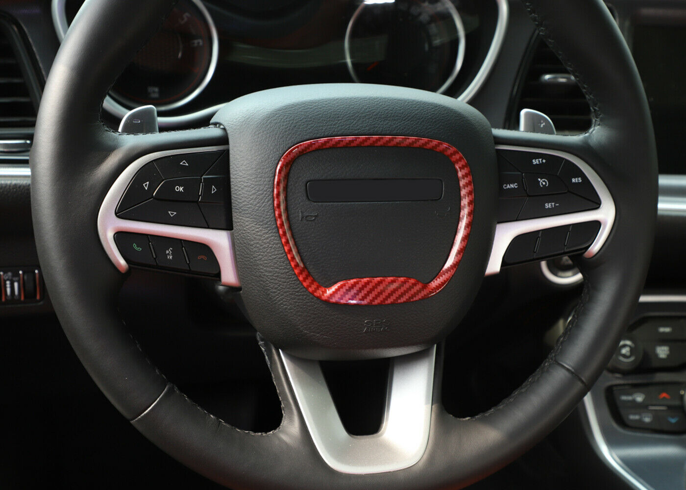 Red Steering Wheel Middle Ring Cover Trim For Challenger/Charger/Durango 15+