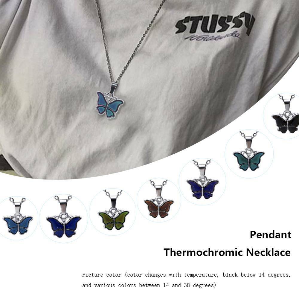Gorgeous Butterfly Pendant Necklace Temperature Control Color Change Jewelry Hot