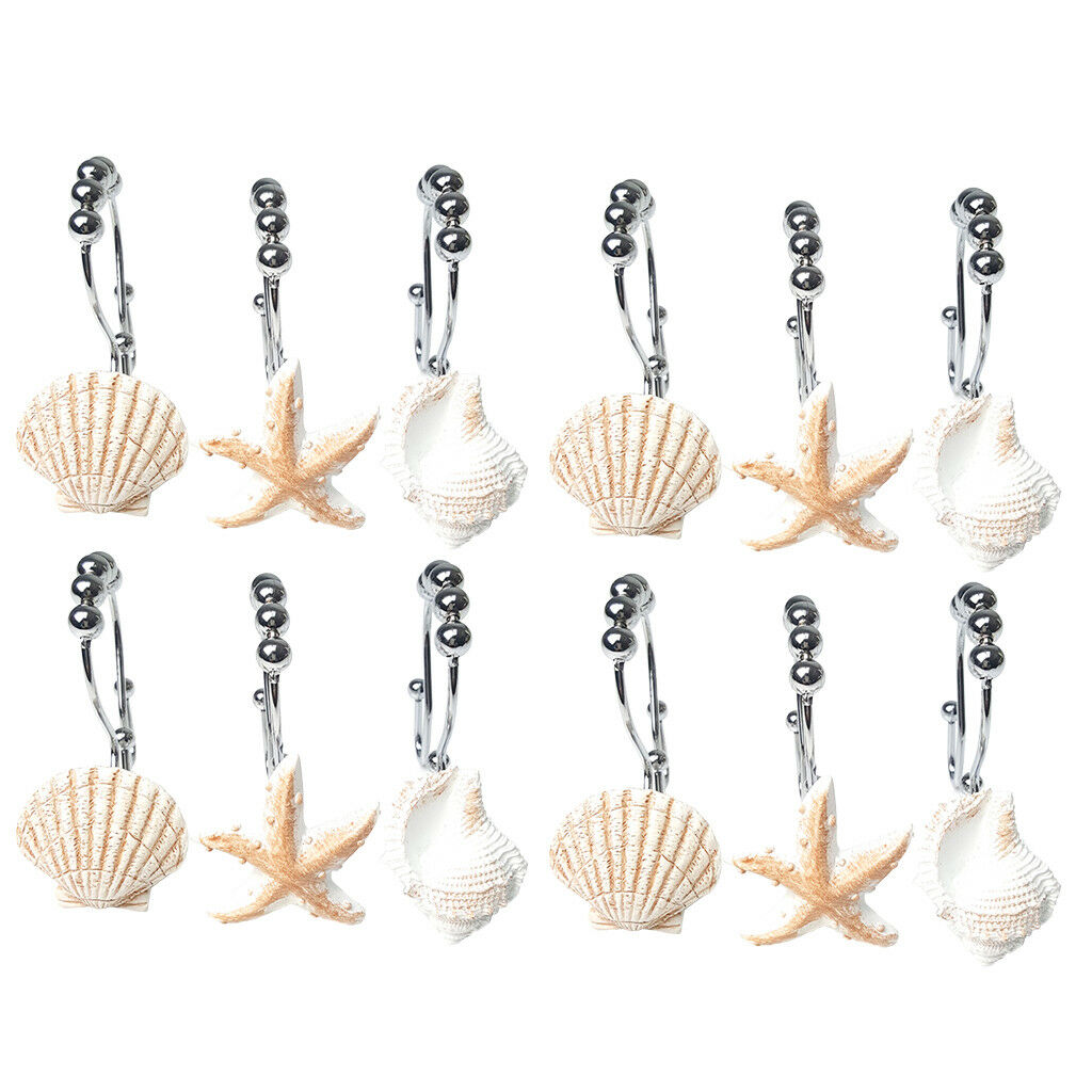 Shell Shower Curtain Hooks Curtain Rings Home Garden Bathroom Decor (Set 12)